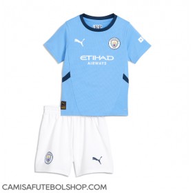 Camisa de time de futebol Manchester City Erling Haaland #9 Replicas 1º Equipamento Infantil 2024-25 Manga Curta (+ Calças curtas)